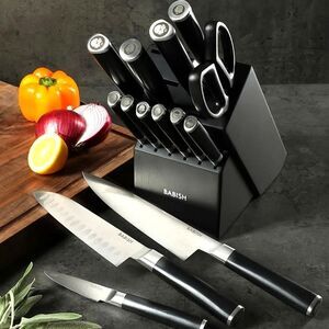 Babish High Carbon German Steel 15-PC Full Tang Forged Cutlery Blick Set